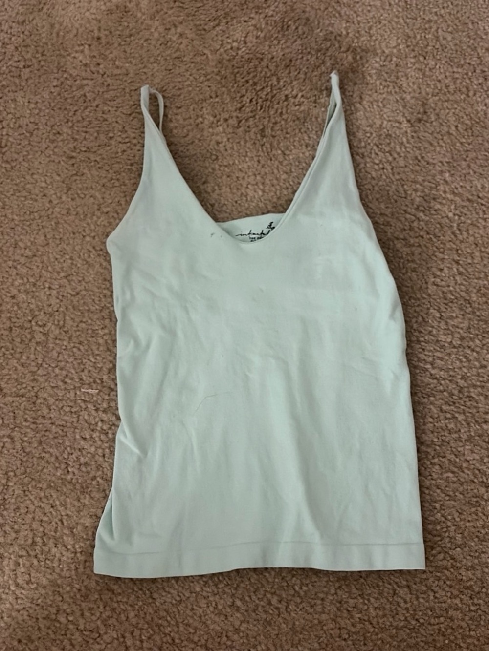 Free People Light Cream V-Neck Spaghetti Strap Tank